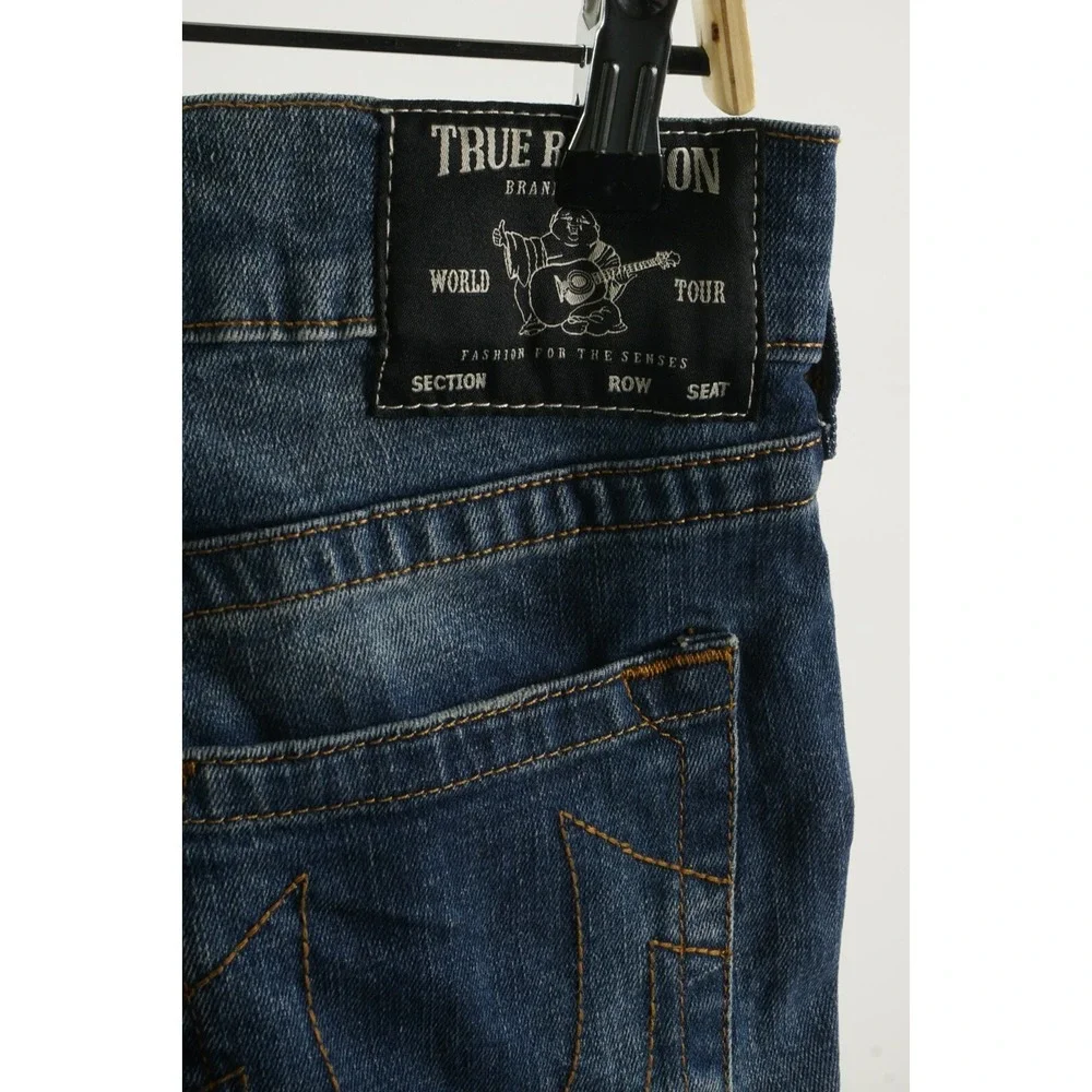 True‎ Religion Rocco Relaxed Skinny Distressed Denim Men's 29 x 34 Blue Jeans